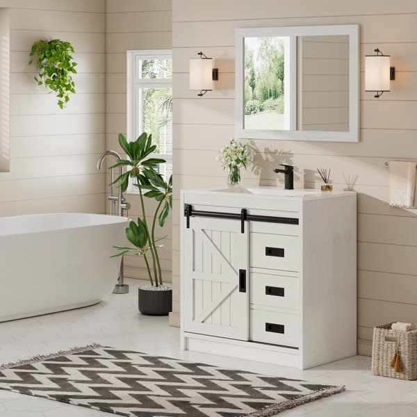 Laurel Foundry Modern Farmhouse 31" Sliding Barn Door Bathroom Vanity ...